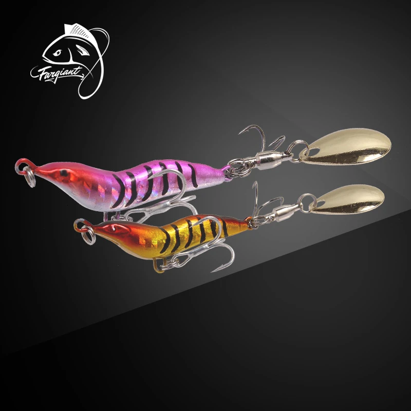Фаргигантская рыболовная приманка ложка Япония креветки вращающиеся блестки
