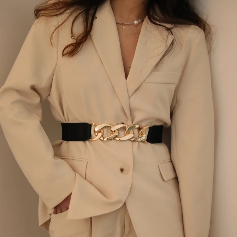 

GAMPORL Women Waist Belt Fashion 2021 New Black PU Leather Belts for Women Jeans Waistband Streetwear Vintage Wide Elastic Belts