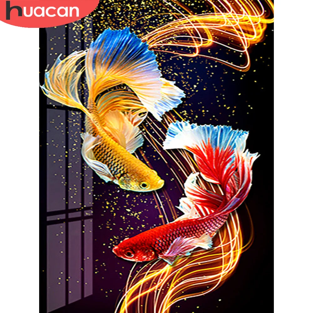 HUACAN 5D алмазная вышивка рыбы полная дрель мозаика ручной работы живопись животное