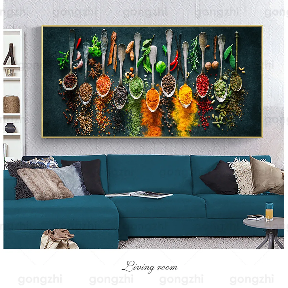 

Modern Kitchen Decoration Canvas Painting Herbs and Spices Cooking Art Posters and Prints On The Wall Food Hd Pictures Murals