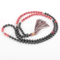 8mm natural 108 knot red turquoise black agate tibet silver necklace diy elegant chic pray beaded emotional thanksgiving day