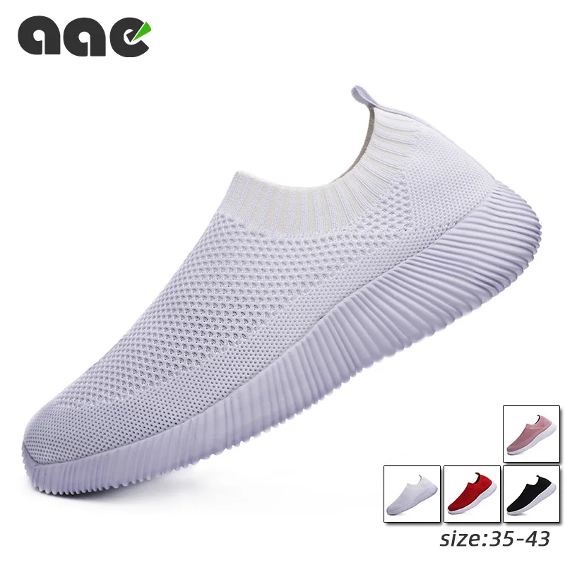 

2021 Women Vulcanized Shoes Women Casual Sneakers Slip on Flats Running Shoes Women Loafers Plus Size 43 Walking Tenis De Mujer