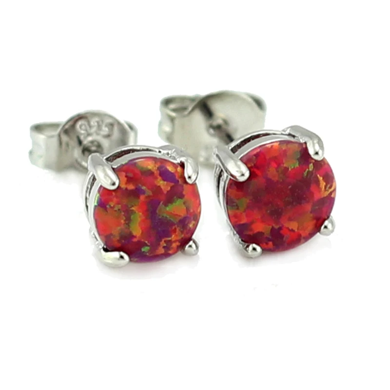 

Classical Red Fire Opal Silver Plated Stud Earrings for Women OE231