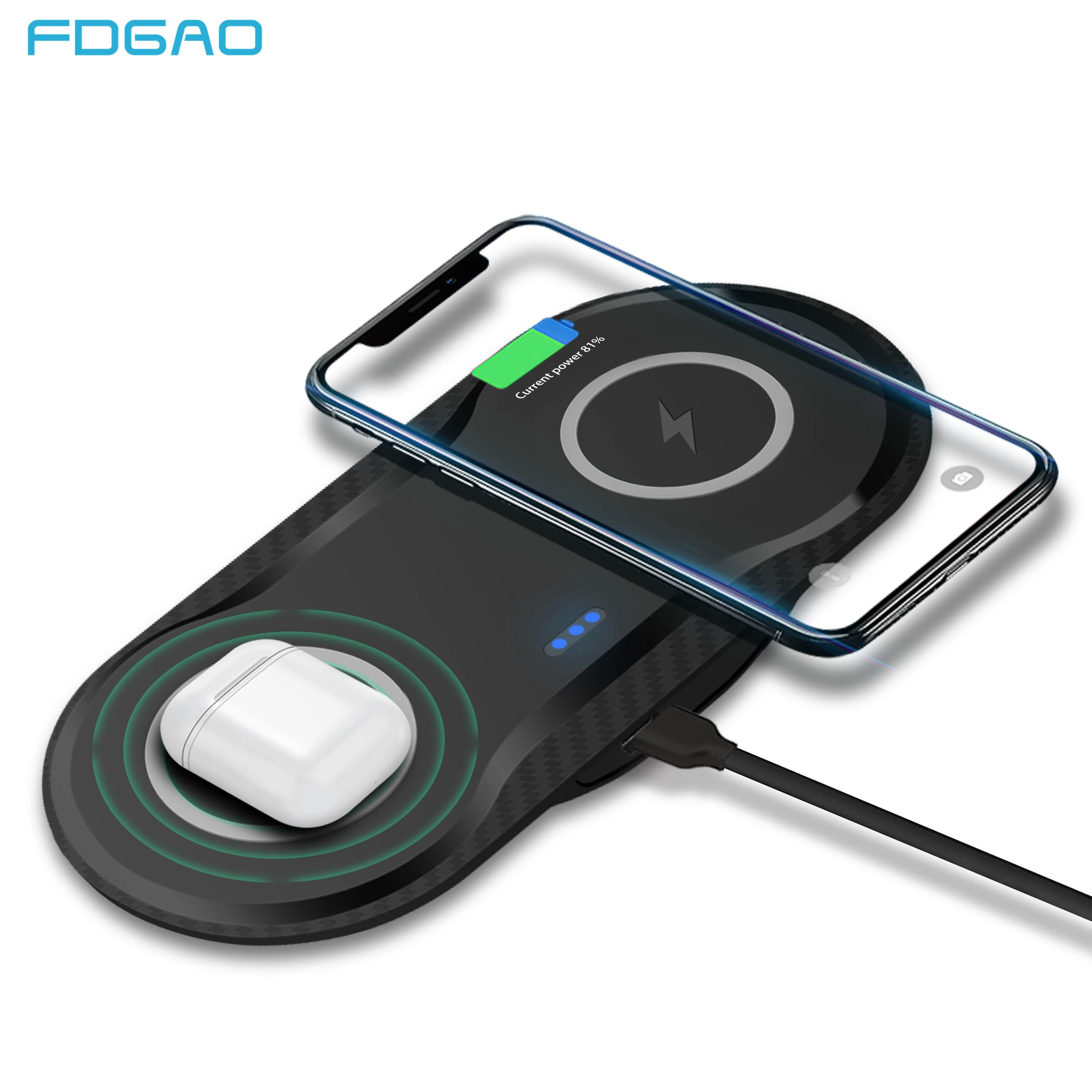 Беспроводное зарядное устройство 20 Вт для iPhone 11 XS XR X 8 AirPods Pro USB C 10 двойная быстрая