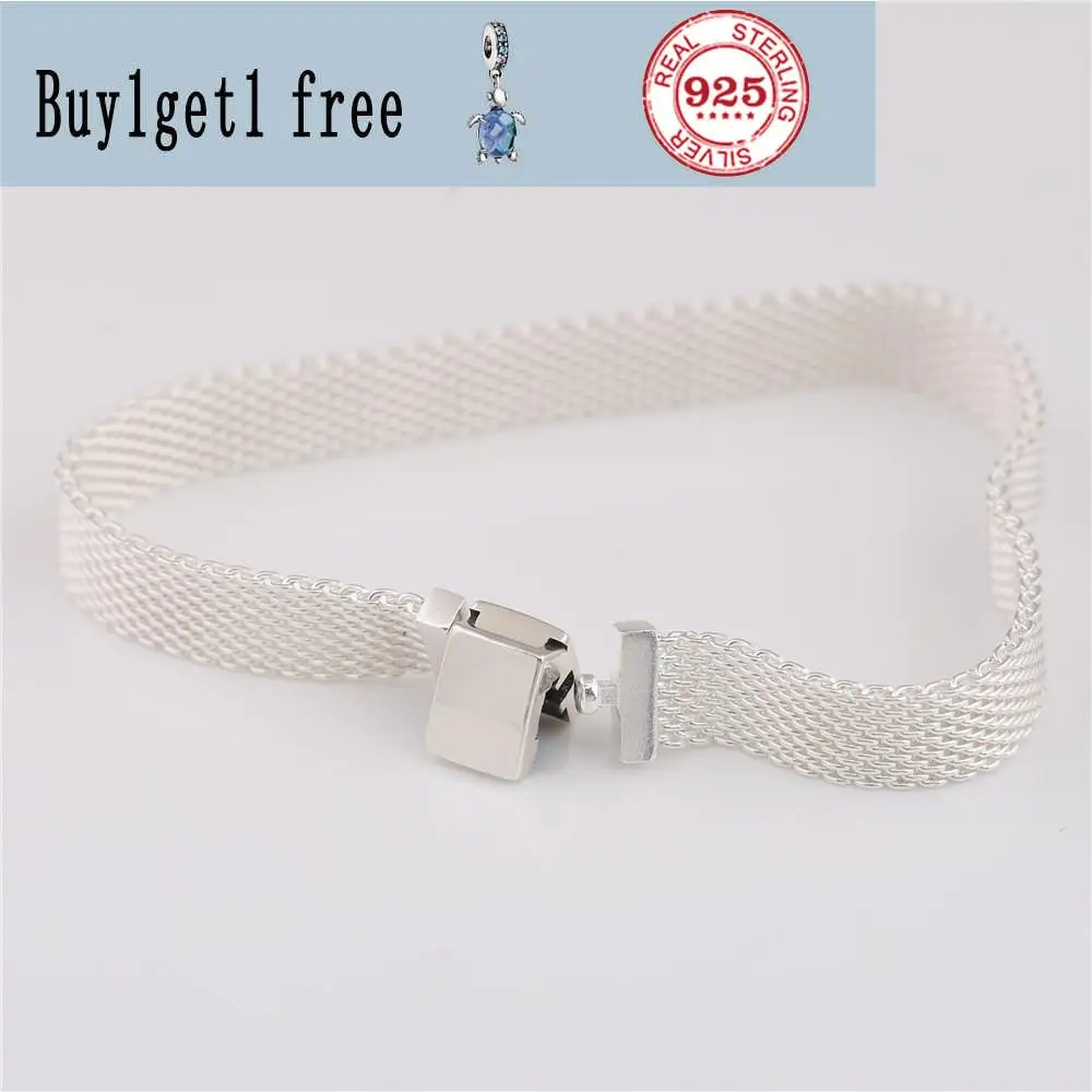 

925 Sterling Silver fashion Bracelet Woven Mesh Silver Reflexions Bracelets Bangle Fit Women Bead Charm Europe Diy Jewelry