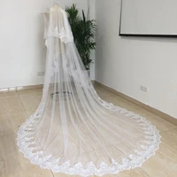 white ivory 2 layers sequins lace 5 meters cathedral wedding veils with comb 4m long 2 t bridal veils wedding accessories