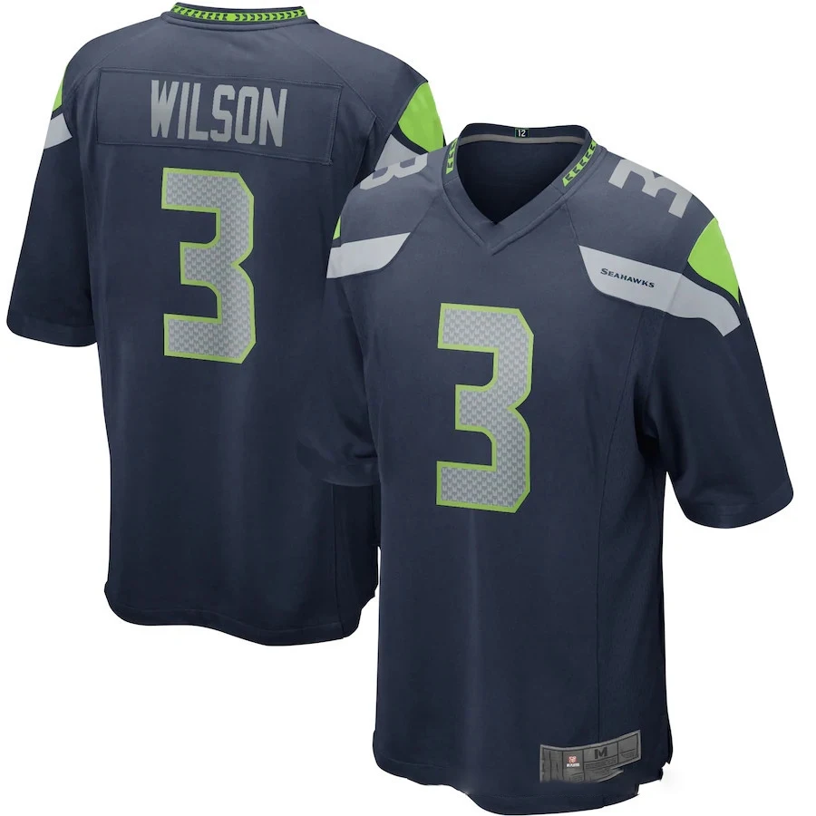 

Bilok Embroidery American Jersey Seahawks 3# Russell Wilson Fans Wear Men Women Kid Youth Seattle Seahawks Football Rugby Jersey