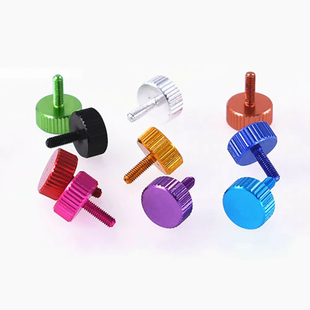 

4pcs Anodized Aluminum Flat Head Knurled Thumb Screws M2.5 M2.6 Hand Tighten Turn Knob Bolts For RC Airplane Model Computer Case