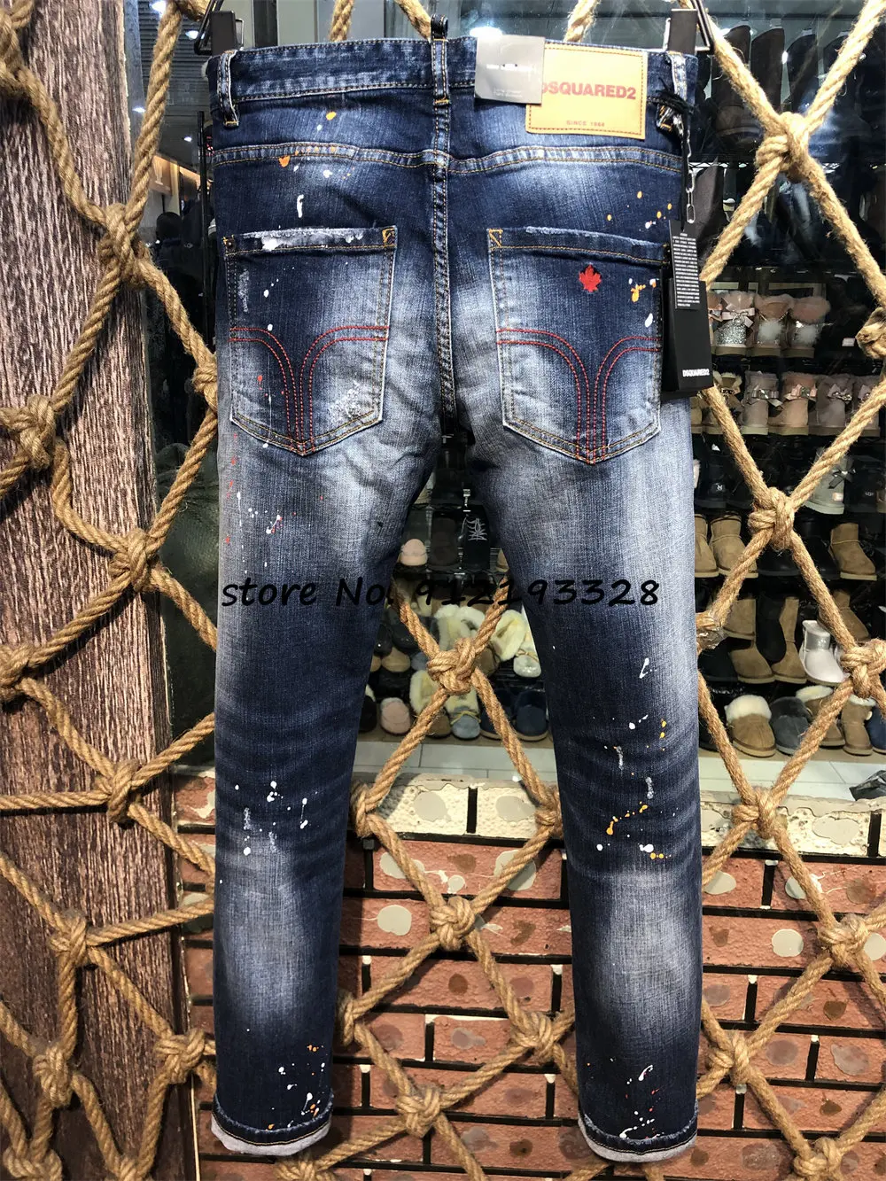 

Dsquared2 Cool Guy Hole Jeans D2 Men Pants DSQ2 Embroidered Trousers 9507