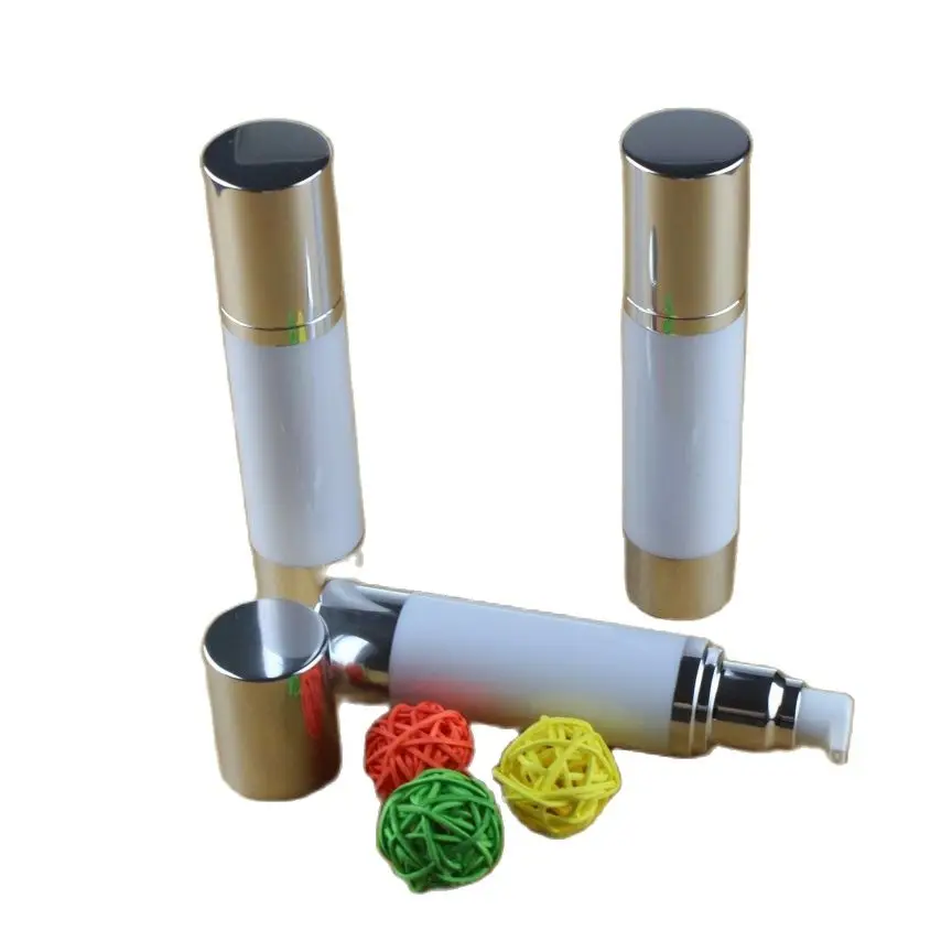 Новое поступление! 50 мл белая безвоздушная бутылка блестящий серебряный