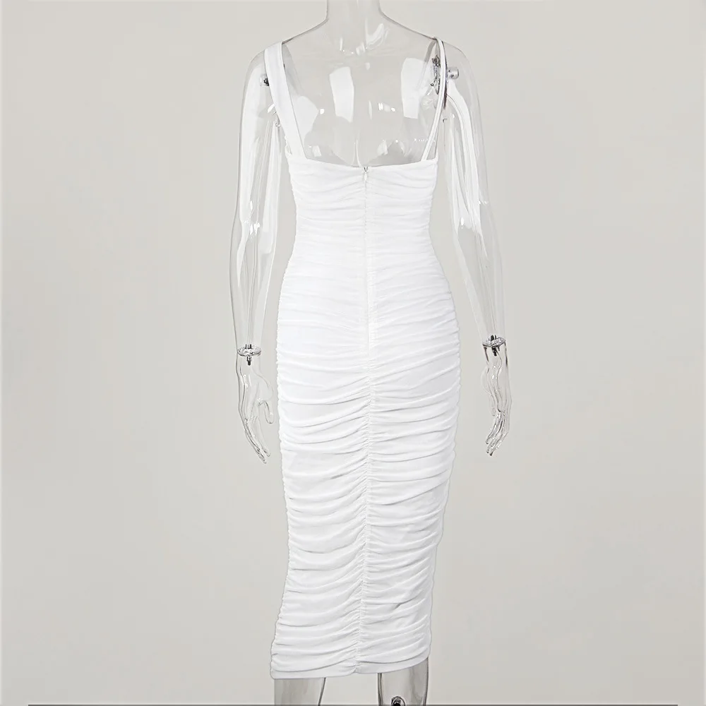 Женское облегающее платье на тонких бретельках UPEPSOM Двухслойное плиссированное