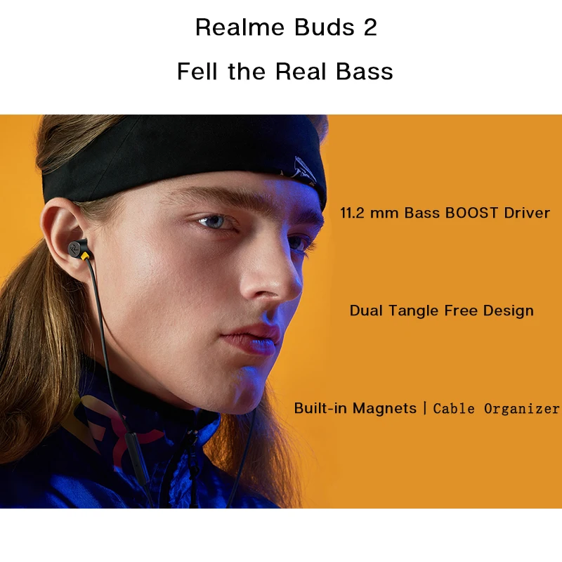 realme buds 2 earphone headphone 11 2mm bass boost driver dual magnets cable organizer three button remote easy control free global shipping