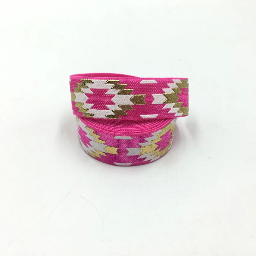5 ярдов/лот золото Фольга с узором в стиле Ацтек на голову эластичная повязка для