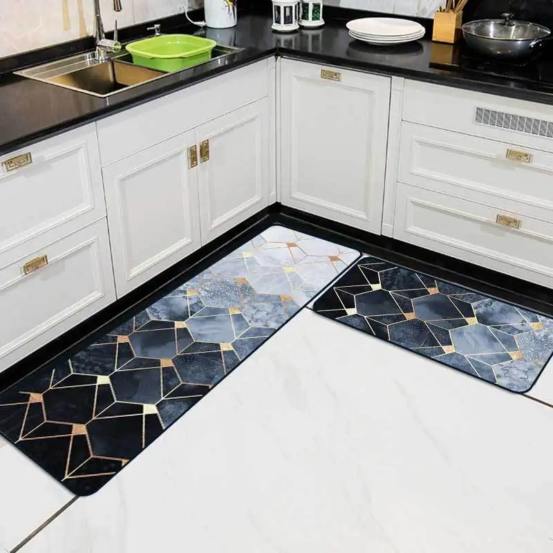 Кухонные ковры в скандинавском стиле Bubble Kiss геометрический золотистый узор