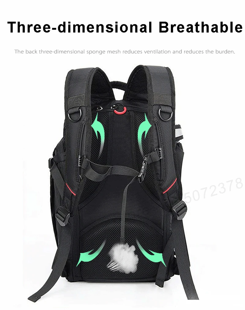 Large Capacity DSLR Camera Bag Outdoor Travel Nylon Waterproof Photography Backpack For Tripod Flash Light Camera w/ Rain Cover