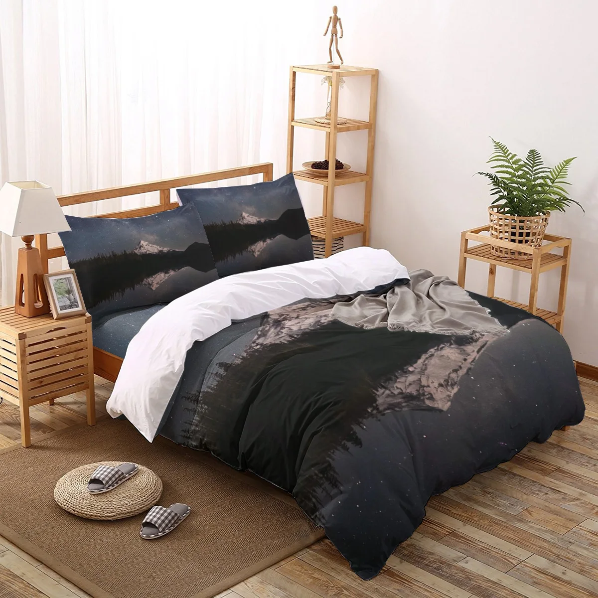 

Snow Mountain Starry Sky Pattern Bedding Set Sheet Linens Twin Size Duvet Cover Set For Bed Cover Pillowcase For Home