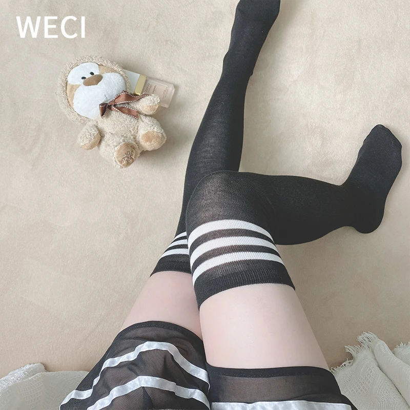 WECI женские ботфорты до середины бедра черного цвета колена носки для девочек в