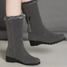 Зимние женские сапоги, теплые плюшевые зимние сапоги, женские модные сексуальные сапоги до середины икры, женские удобные кроссовки