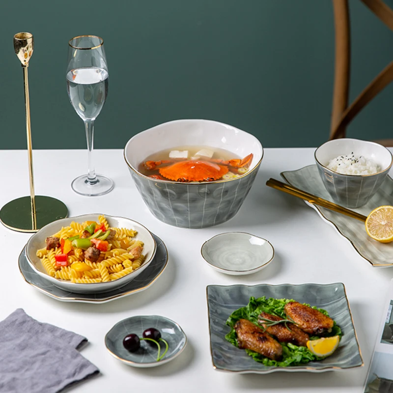 

Dinner Set Plates and Dishes 55 Pieces China Tableware Ceramic Plates Dinner Set Dishes Aparelho De Jantar Kitchen Dining AB50PZ