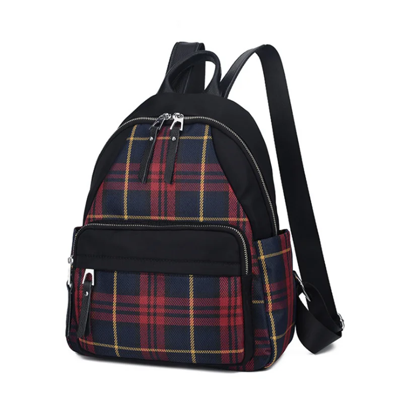 

New Canvas Plaid Waterproof Female Backpack Women Backpack Personality Bag Student Casual Fashion Bags f