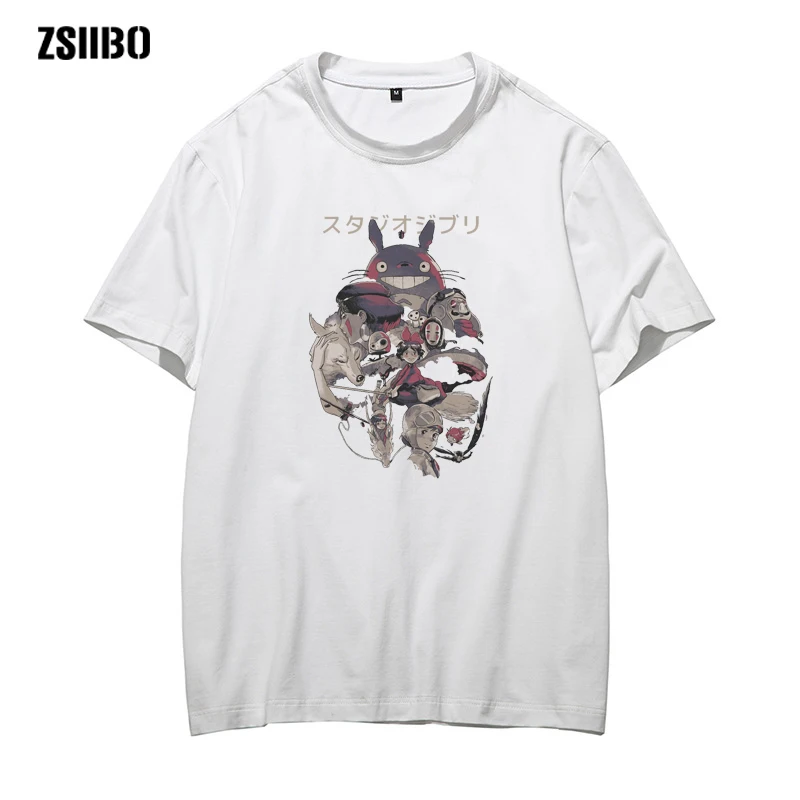 whtie2 ZSIIBO японское аниме Шиншилла Футболка мужская студия Ghibli Hayao Miyazaki Мужская и женская одежда с героями мультфильмов летняя футболка HY1MC56 - Цвет: whtie2