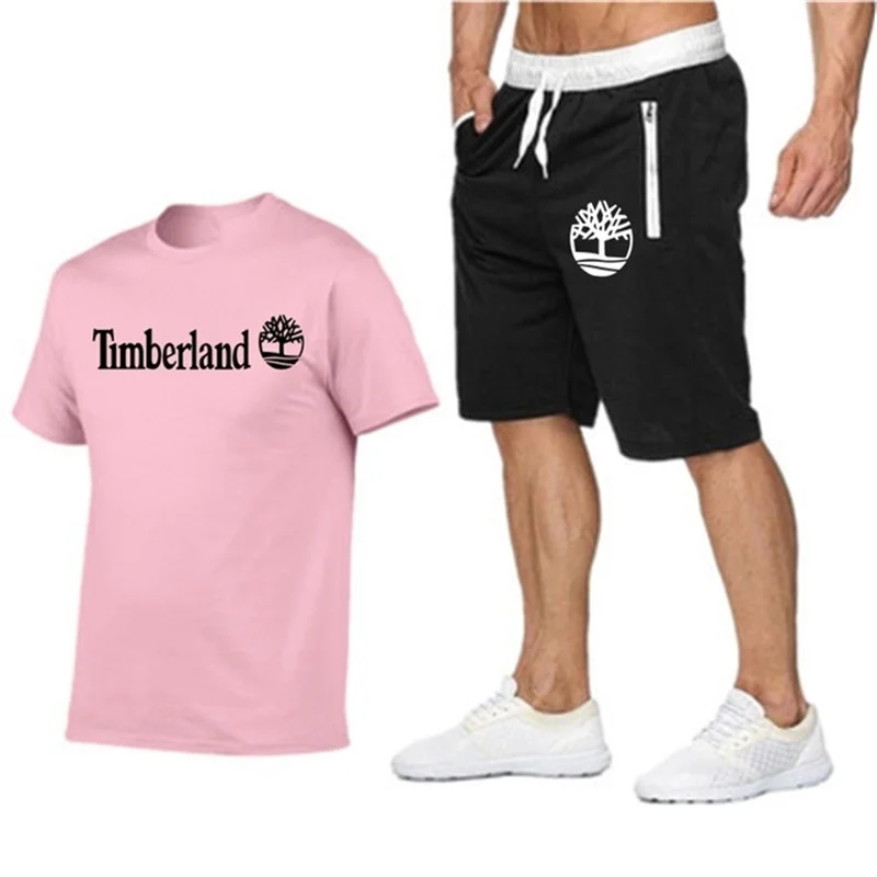 

2021 summer fashion men's casual wear outdoor short-sleeved sports suit men's jogging brand men's T-shirt shorts two-piece suit