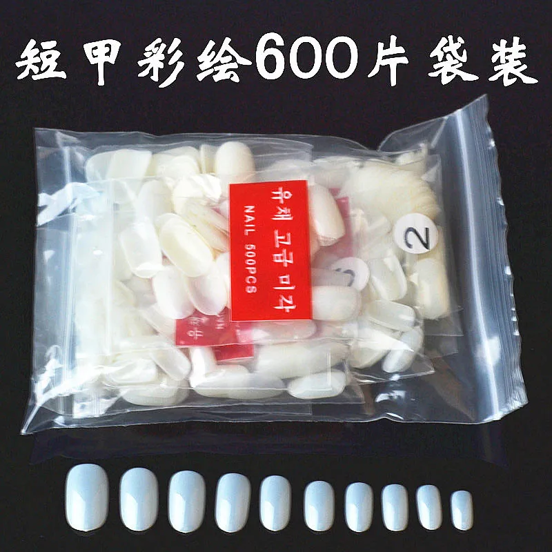 600Pcs/pack Natural Medium Oval Round Short False Nails Tips Full Cover French Fake Nail Art Acrylic Manicure Salon Tools | Красота и