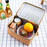 imitation rattan lunch bag portable waterproof shockproof thermal cooler insulated bento box carry tote picnic storage container