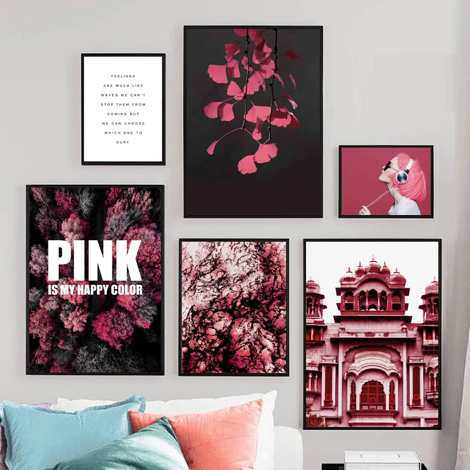 

Wall Art Canvas Painting Leaves Girl Church Texture Abstract Nordic Posters And Prints Wall Pictures For Living Room Decoration