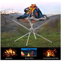 outdoor foldable stainless steel mesh firewood furnace charcoal fuel frame camping tools hiking waterside bbq carbon heating