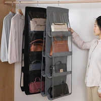 double sided eight layer gray dust proof storage bag multifunctional sundries storage hanging bag can rotate 360 degrees