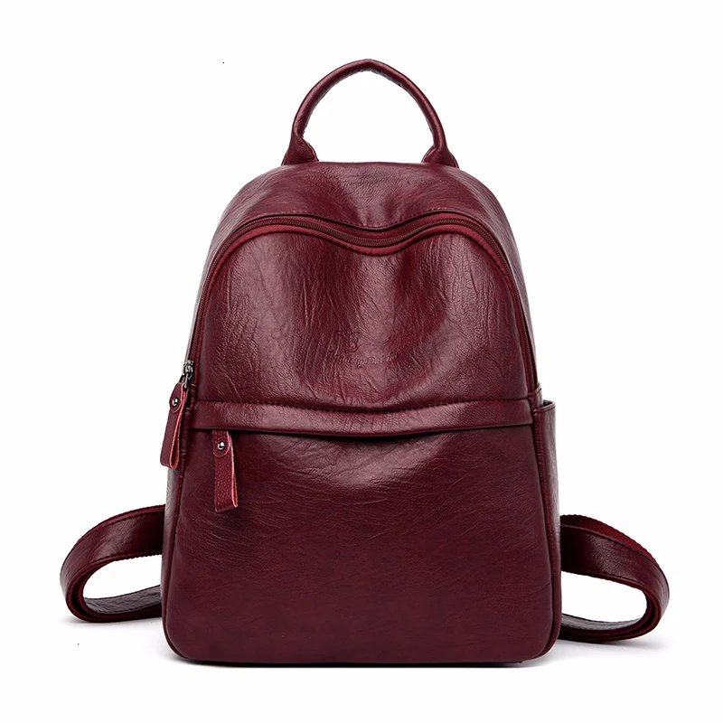 

2019 Vintage Women Leather Backpack Ladies Sac a Dos Preppy Female Backpack Large Capacity Travel Bagpack Solid Rucksack Mochila