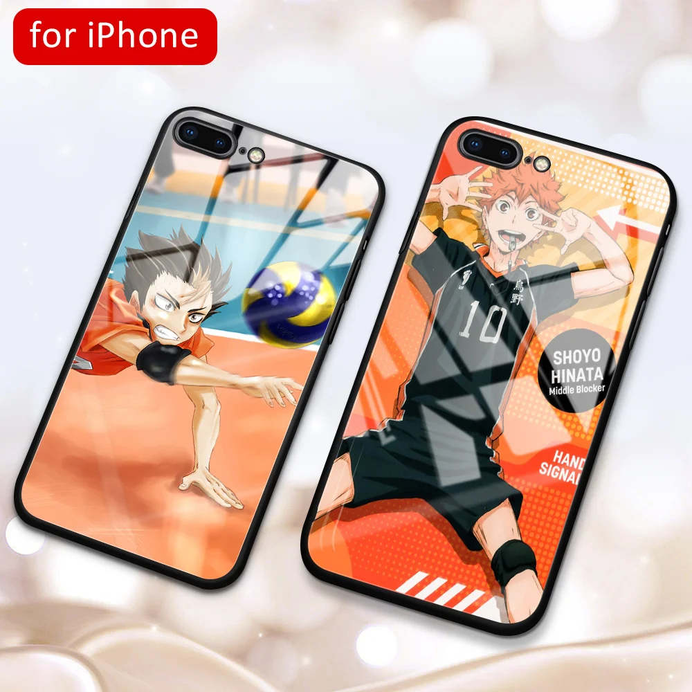 Стеклянная задняя крышка с Аниме Haikyuu для Iphone 8 Plus 7 DIY чехол телефона|Бамперы| |