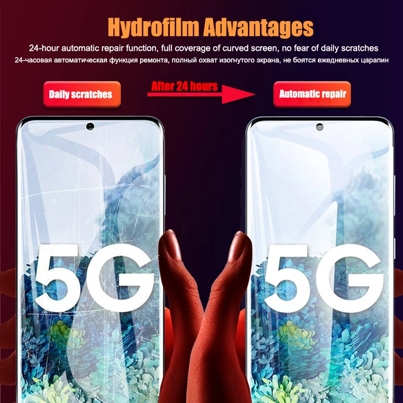 2 шт. Гидрогелевая пленка без стекла для Samsung Galaxy S8 S9 S10 Plus S20 Ultra Note 8 9 10 защитная |