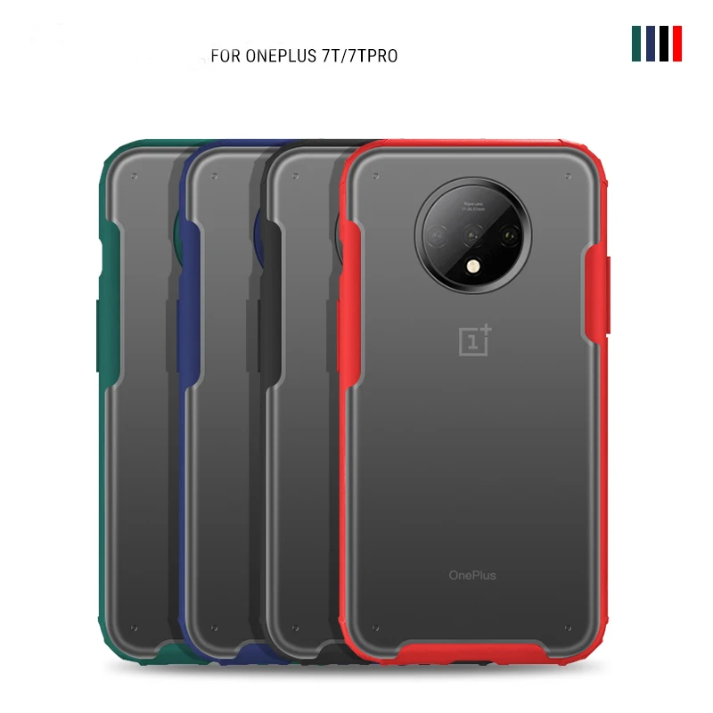 Для OnePlus 7T чехол Мягкие силиконовые края + Жесткий PC матовый прозрачный защитный
