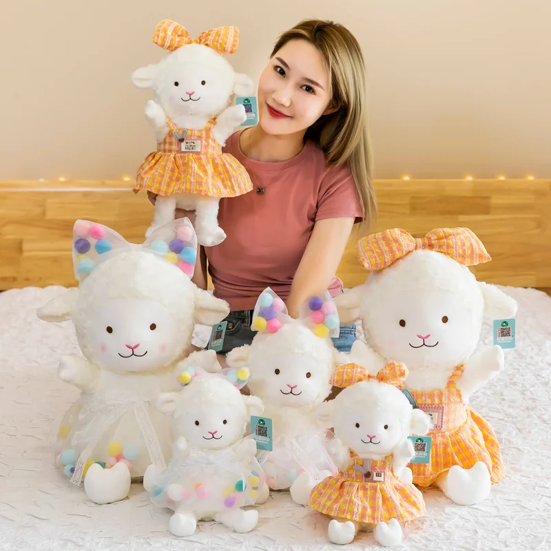 

Lovely Sitting Sweet Sheep Doll Kawaii's Wearable And Undressed Cotton Stuffed Plush Toy Is A Birthday Gift For Girls
