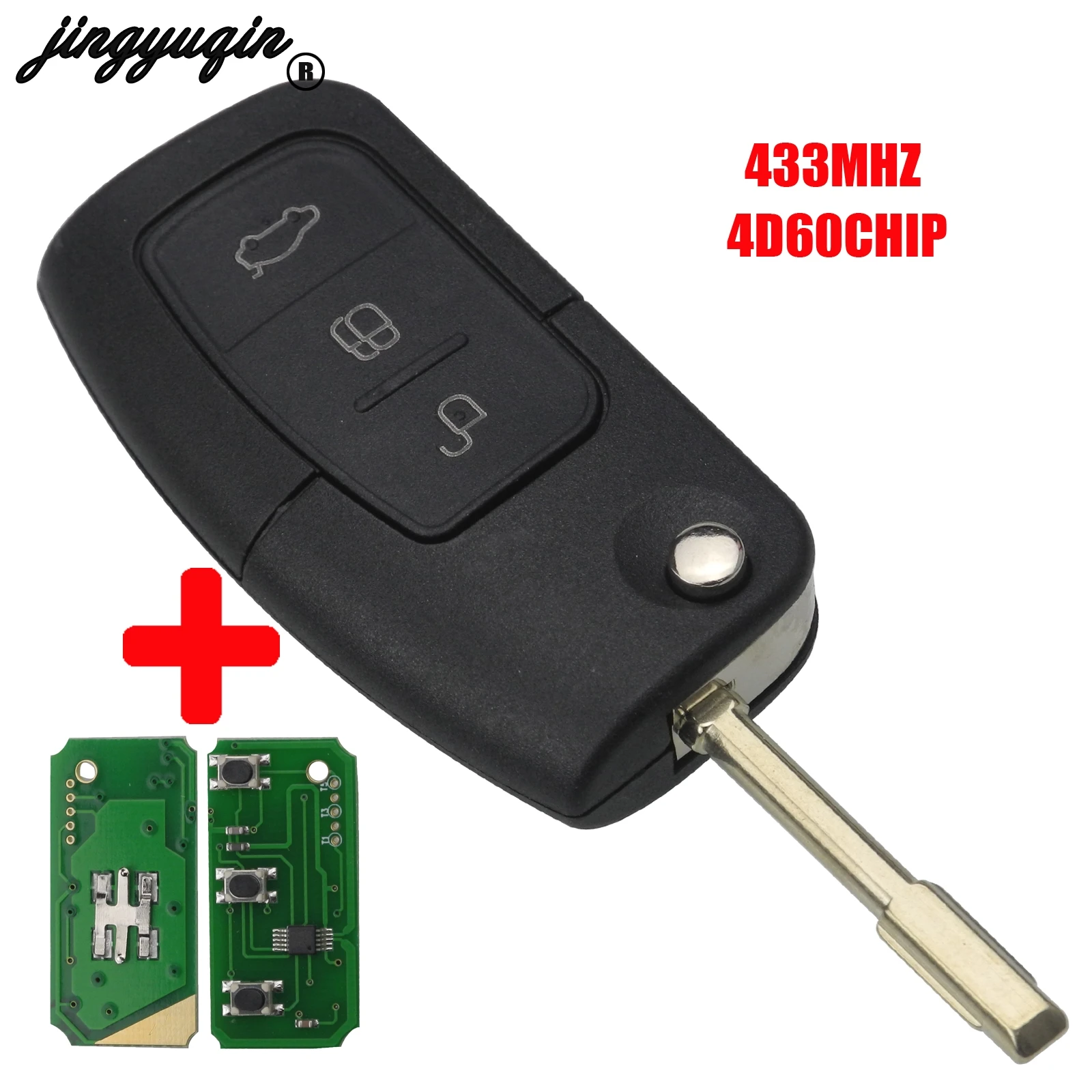 

Jingyuqin 433/315 МГц 4D63 чип без ключа для входа Fob Автомобильный Дистанционный ключ 3 кнопки для Ford Mondeo Focus Fiesta C Max S Max FO21 Galaxy