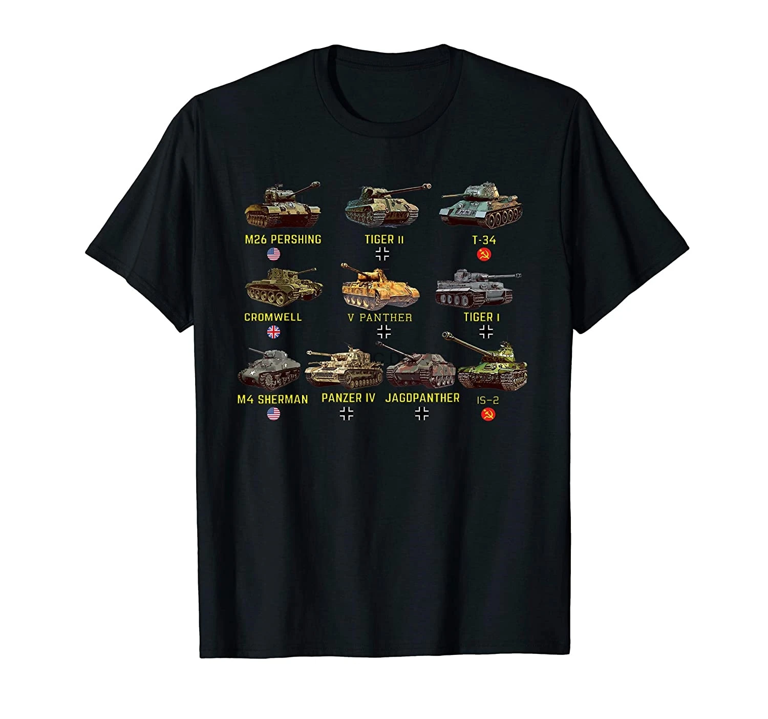 

Top Ten Best Ww2 Tanks M4 Sherman Panzer Iv Tiger Ii T-34 T-Shirt