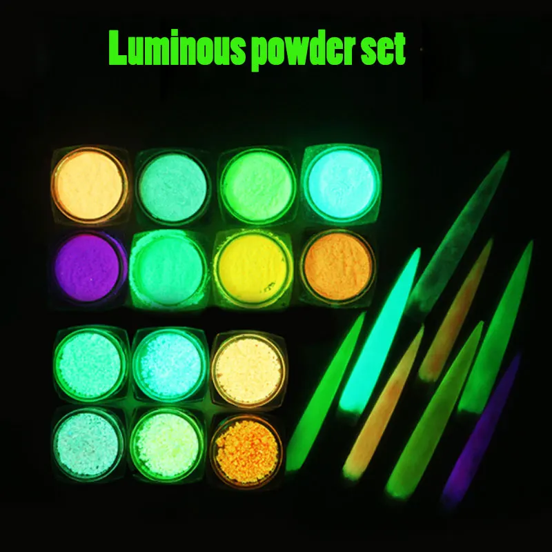

Luminous Effect Fluorescent Nail Powder Neon Phosphor Colorful Nail Art Glitter Pigment Longest Lasting 3D Glow Dust Decorations