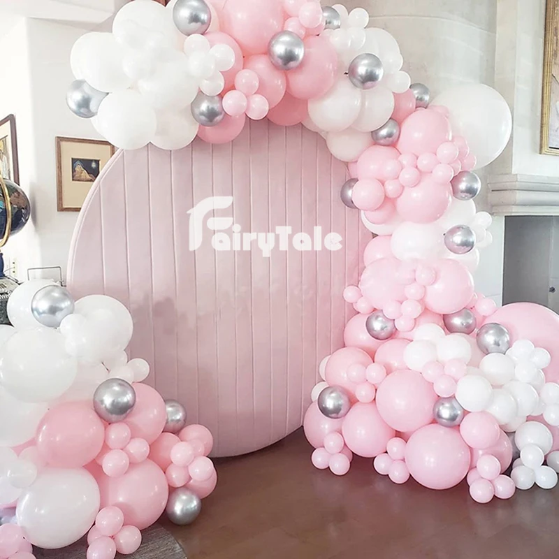 Пастельные Детские розовые белые воздушные шары гирлянды арки 233 шт. хром