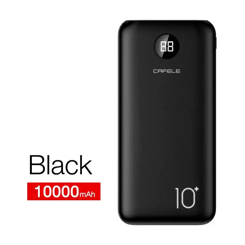 10000mAh Black 2 Cafele usb type C внешний аккумулятор 10000 мАч Внешний аккумулятор портативное зарядное устройство для iPhone xiaomi samsung 10000 мАч повербанк - Цвет: 10000mAh Black 2