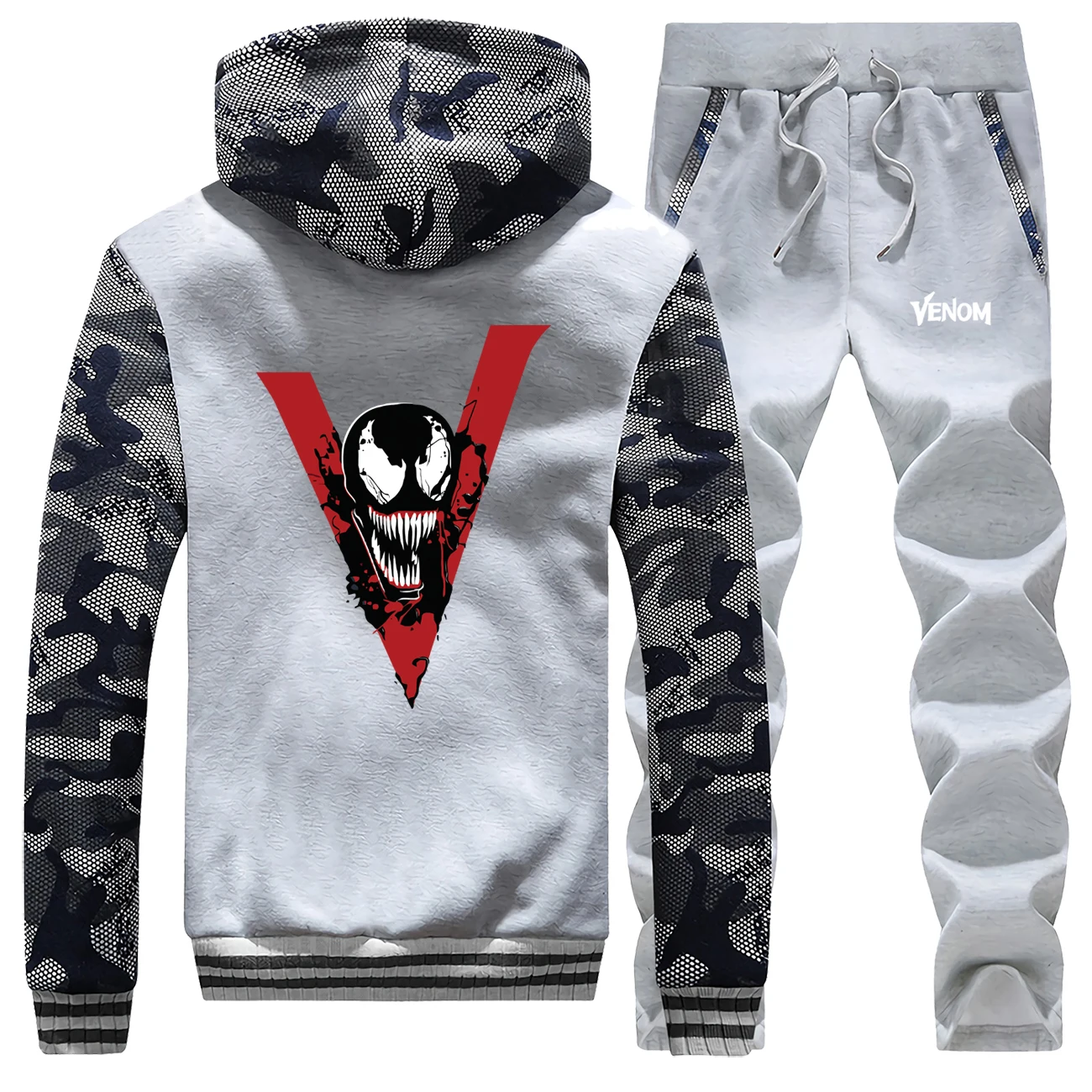 Venom утепленные толстовки для мужчин модный бренд толстовка + брюки комплекты из 2