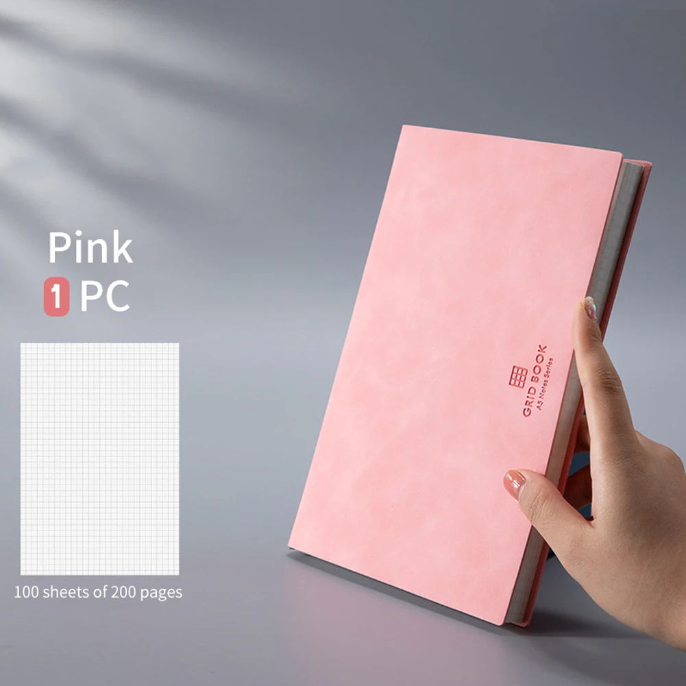 

A5 Notebook PU Leather Grid Strap Medium Waterproof Thickened Large Students Gift Hard Cover Square Soft Home Office For Writing