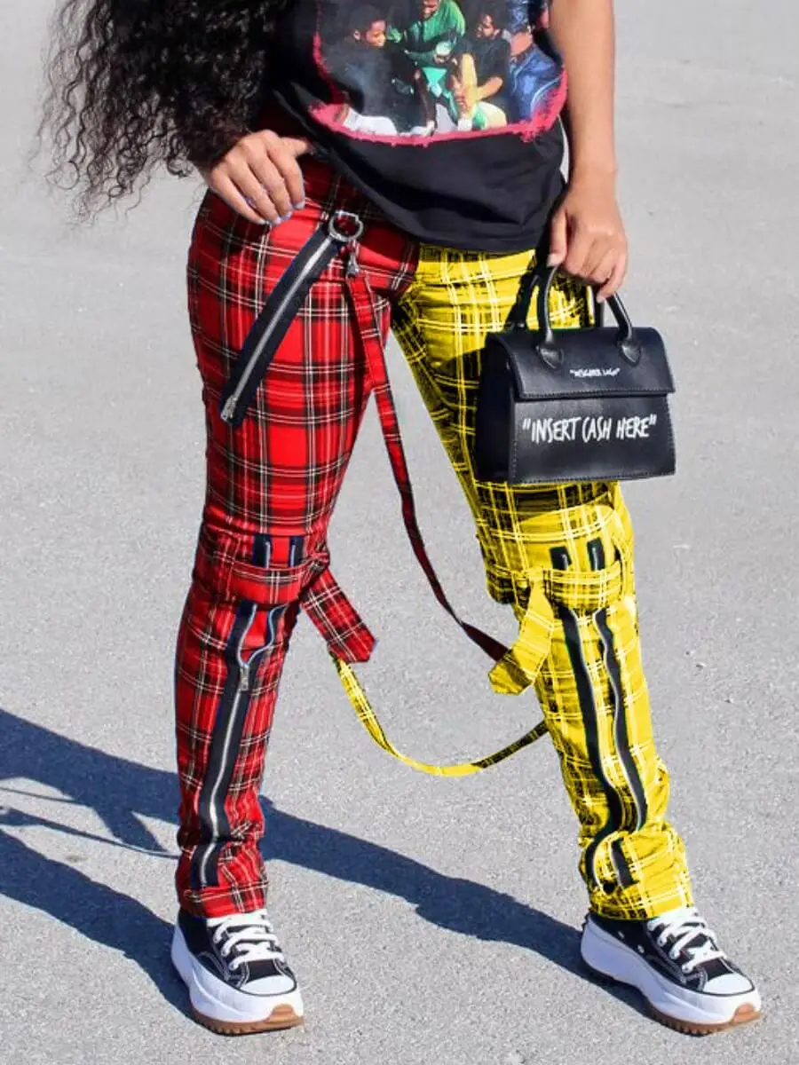 

Повседневные клетчатые брюки, женские спортивные брюки на молнии, осенне-зимняя одежда Y2k, уличная одежда, спортивные брюки с высокой талией...