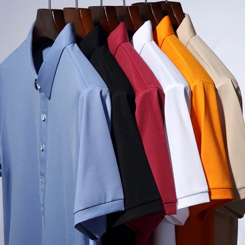 

2021 Summer Men's Short Sleeve T-shirt Polo Shirt Top Solid Color Lapel Fashion Casual Men's T-shirt
