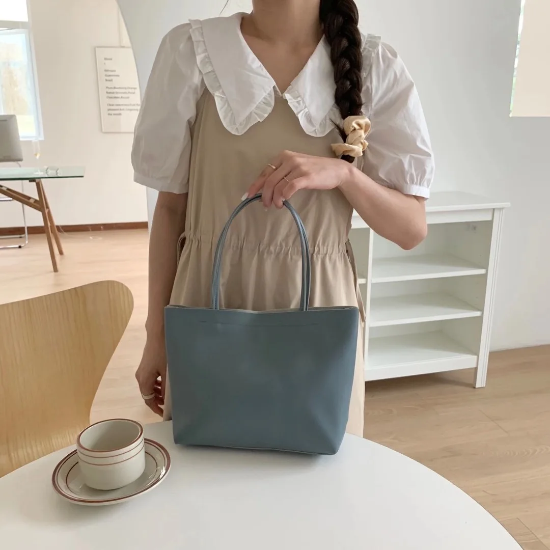 

Soft PU leather ladies shoulder bag large capacity woven hand strap handbag female composite bag purse and handbag green tote ba