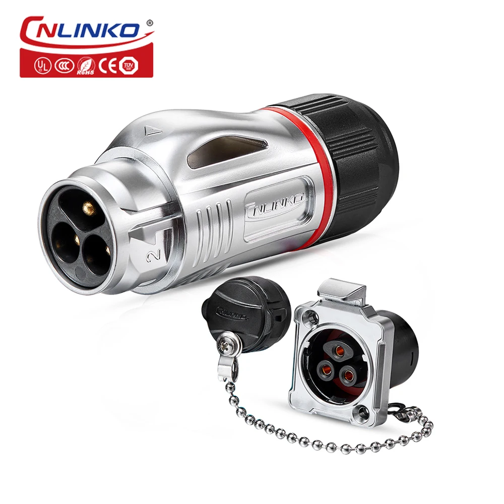 Cnlinko M24 3-контактный промышленный штекер Панельное крепление гнездо IP67
