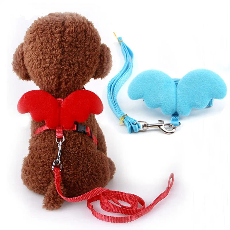 Шлейка и поводок для щенков милый регулируемый нейлоновый с крыльями ангела