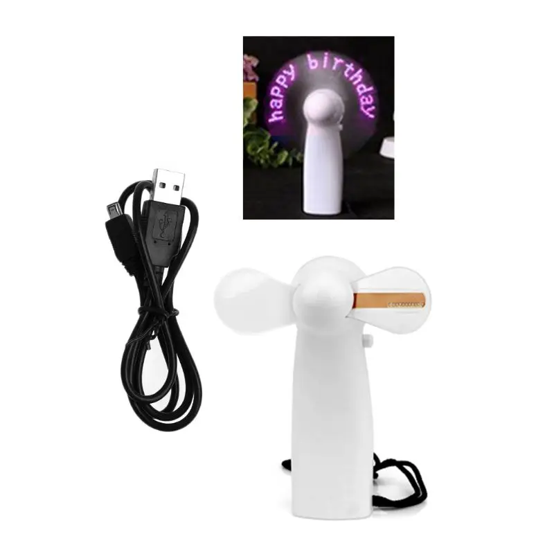 

Portable Handheld Cooling Fan Colorful LED Mini Light Battery Power With Strap
