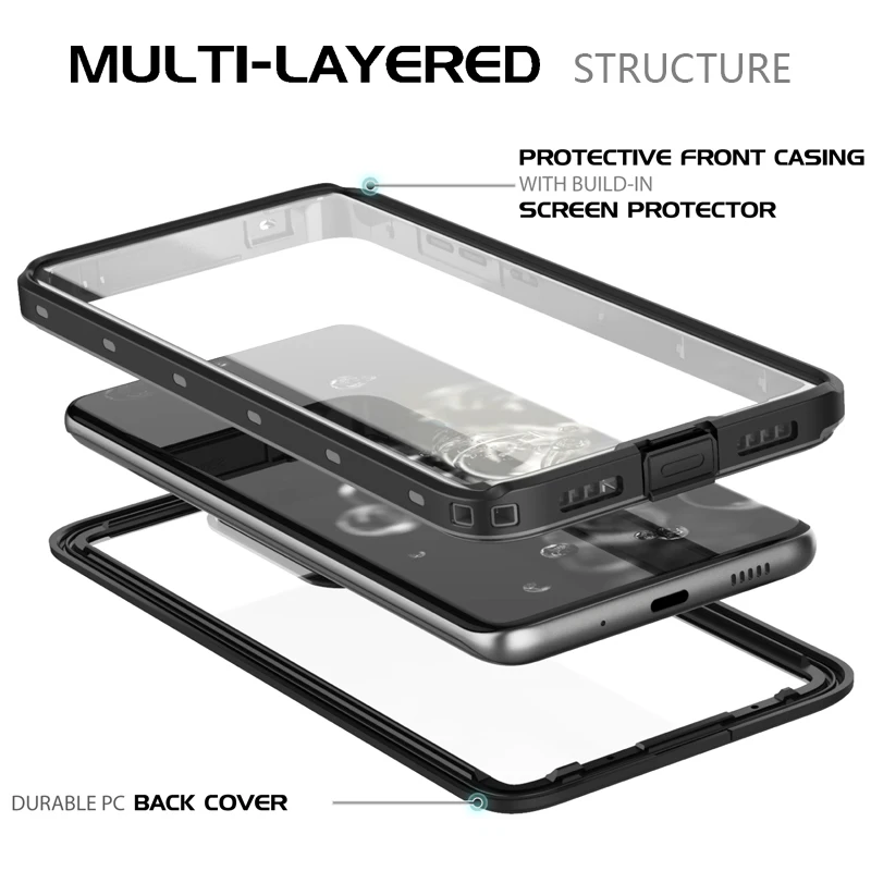 IP68 Водонепроницаемый чехол для телефона с защитой экрана противоударный